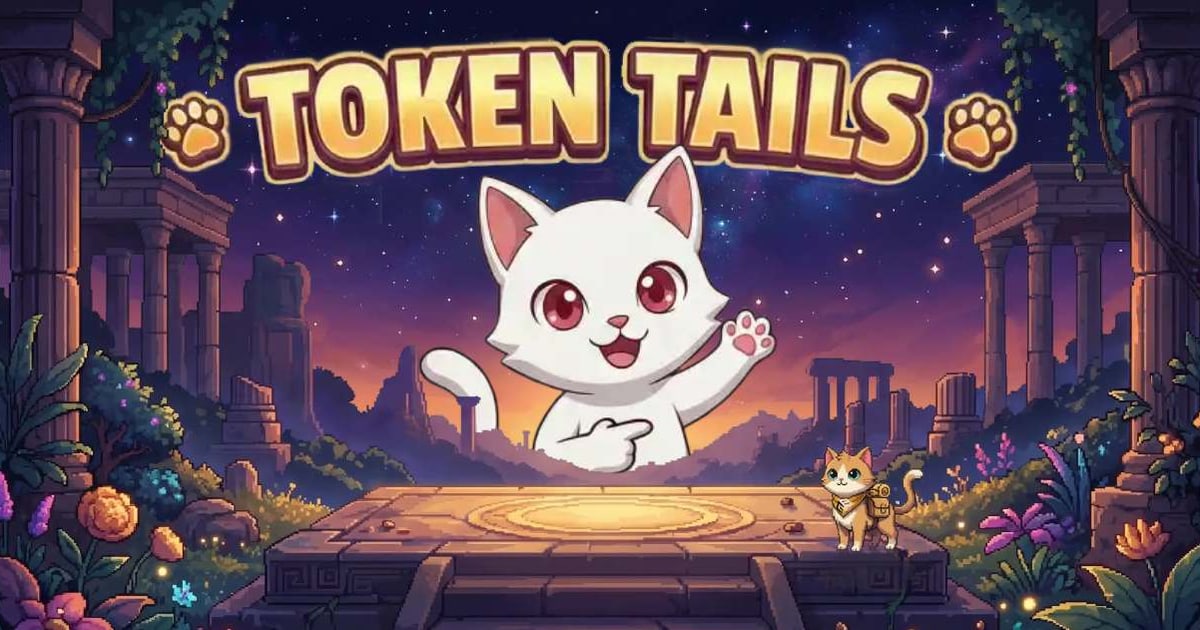 A white pixel cat waves from a moonlit temple stage